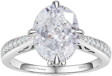 4/10/12.5CT CZ Radiant Cut Engagement Rings for Women, Women's Rectangle/Pear/Oval Shaped 925 Sterling Silver High Carbon Solitaire Wedding Bands Engagement Promise Rings.