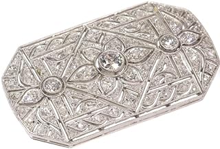 Glamorous Luxury Lab-Created 3.52CT White Cubic Zirconia Vintage Art Deco Brooch Pin, Large