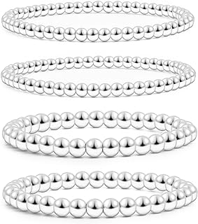 14K Gold Plated Stretch Bracelets with Bead and Rope Chain Design for Women, Featuring No Gemstone and No Clasp Type, Ideal For Daily Wear or Special Occasions