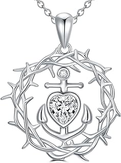 Anchor Necklace 925 Sterling Silver Anchor Pendant Sailor Necklaces Crystal Sailboat Necklaces Navigation New Beginnig Jewelry Gifts for Women Girls