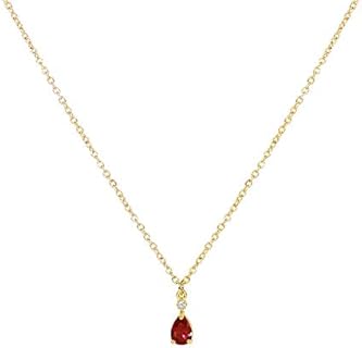 Handmade Gold Plated Garnet Crystal Necklace with Lobster-Claw Clasp and Cable Chain for Women - Ideal Birthday or Valentine's Day Gift