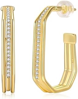Layered Colorful Hugging Hoop Earrings for Women | 14K Real Gold Plating Hoop Zirconia Earrings | Glamorous Choice for Fashionable Girls