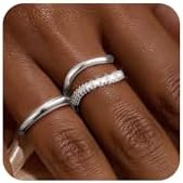 Stackable Silver Rings for Women Non Tarnish Dainty Sterling Silver Stacking Ring Set for Women Trendy Cubic Zirconia Thumb Wedding Engagement Bands Rings for Women Size 5 6 7 8 9 10 11