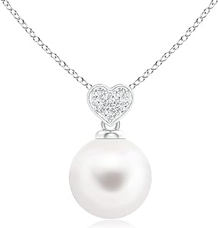 Angara Freshwater Cultured Pearl Pendant with Heart-Shaped Bale in Silver (7mm Freshwater Cultured Pearl)