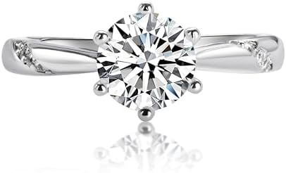 18K White Gold Plated Moissanite Engagement & Wedding Band for Ladies – Elegantly Designed, Size 4.5