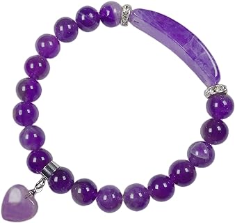 EDEN'S CALL 8mm Healing Crystal Beads Stretch Bracelet Handmade Heart Charm Round Energy Chakra Stone Beaded Bracelet for Women