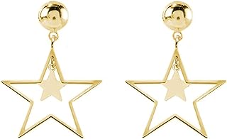 Star Drop Earrings for Women Gold Star Clip on Earrings Double Star Non Piercing Ear Clip Birthday Party Jewelry Dainty Gifts for Women Girls