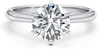 2 Carat Round Cut Moissanite Engagement & Wedding Band Ring in 14k White Gold for Women, Ring Size 8.5, Durable and Sophisticated Design, Perfect Gift for Special Occasions
