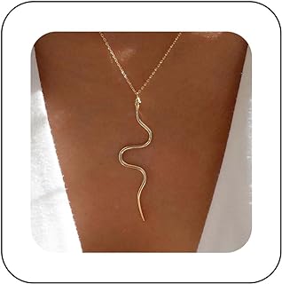 Boho Snake Choker Necklace Vintage Snake Pendant Necklace Gold Serpent Necklace Minimalist Thin Snake Chain Necklace Jewelry for Women and Girls