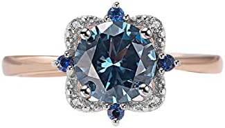 925 Sterling Silver Plated Platinum-set Topaz for Women's Engagement and Wedding Rings Blue Topaz Ring