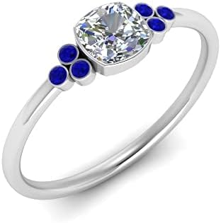Sterling Silver Bezel Set Cushion Sapphire Engagement Ring - Perfect Handmade Jewelry Gift for Wife, Available in Sizes 4 to 12