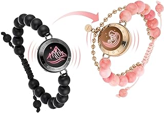 Long Distance Touch TOTWOO Bracelets with Lobster Claw Clasp, Beaded Chain - Stylish Relationship Gift with Agate and Pink Persian Jade Charm