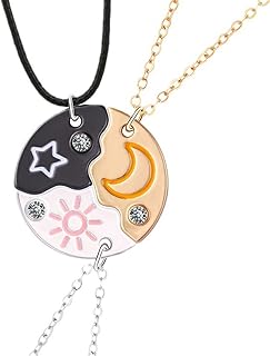 Collier D'Amitié Unique pour 3 Amis ESROVER, Taille Ajustable, en Cristal et Alliage, Idéal pour Filles, Sœurs et Amies, Offres Spéciales de Cadeaux d'Anniversaire ou d'Occasions