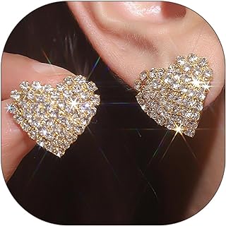 Rhinestone Heart Earings for Women Red Heart Earrings Dangle Pink Pearl Heart Earrings for Women Love Earrings Dainty Statement Holiday Gifts Prom Dating Women Girls