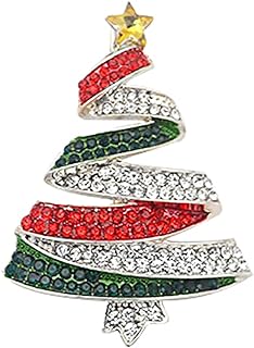 Colourful Rhinestone Christmas Trees Brooch Pin for Women Girls Vintage Cartoon Lapel Pins Cute Dress Accessories Birthday Xmas Wedding Jewelry Gift