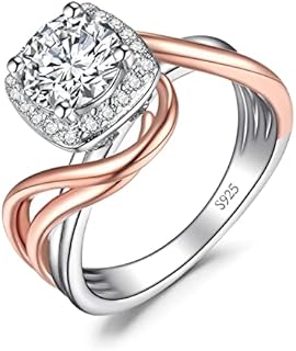 Sterling Silver Prong Set 1ct Round Cut Moissanite Twisted Halo Engagement Ring with Cubic Zirconia Accents for Women - Elegant Anniversary/Promise Design