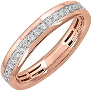 FINEROCK 1/4 Carat Diamond Wedding Band Ring in 10K Gold