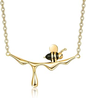 CUOKA MIRACLE Gold Bee Pendant Necklace - 925 Sterling Silver Honey-Inspired Design with Box Chain - Ideal Birthday Gift for Women and Kids