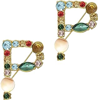 Initial Letter Brooch Bling Pin Jewelry Xmas Present Crystal Pearl Brooches Christmas Gift