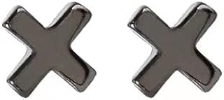 1 Pairs S925 Silver Black Cross Earrings For Women Punk Stud Earrings