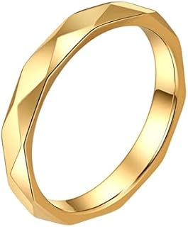 Nanafast 4mm Stainless Steel Rhombus Rings for Women Men Multi-faceted Band Stackable Rhombus Ring for Engagement Wedding