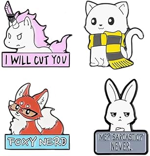 4 Pcs Creative Animal Fox Unicorns Cat Rabbit Enamel Pin Clothes Shirt Jeans Brooch Badge Charm Pins Metal Brooches for Women