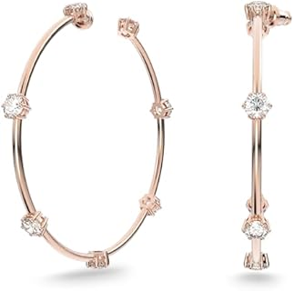 Swarovski Constella Collection - Gold Crystal Hoop Earrings with Push Back Closure and Cubic Zirconia Gems