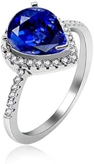 Uloveido Tree of Life Sterling Silver Engagement Ring with Teardrop-Shaped Cubic Zirconia, Ring Size 5 – Ideal Gift for Special Occasions JZ116