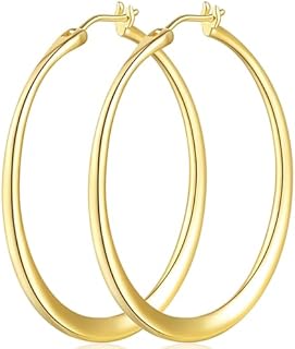 CHLOÉ LOVETT 14k Gold Large Hoop Earrings with Secure Clasp, Flat-Centered Design for Women