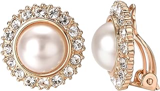 Yoursfs Ivory Pearl Clip On Earrings For Women 18k Gold Plated Flower Wedding Fashion Jewelry CZ Dainty Earring