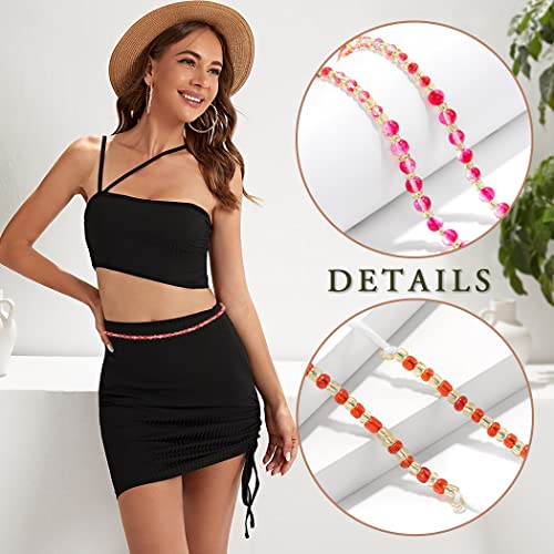 ELABEST Afrcian Waist Beads Tie on Beaded Waist Chain No Stretch Belly Beads Body Chain Jewelry for Women and Girls