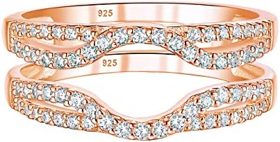 SHELOVES Womens 925 Sterling Silver Ring Enhancer Round White AAAAA CZ Infinity Wrap Guard Rings Sz 4-13