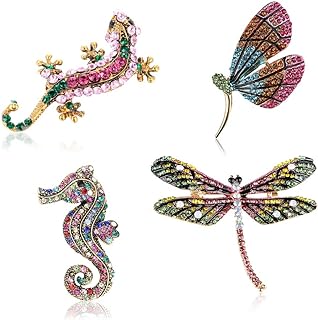 Clutch-Clasped Seahorse Enamel Brooch Pin with Crystal Rhinestones for Women - Unique Animal Design