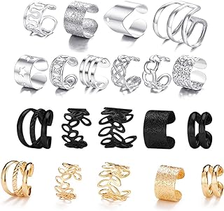 81 Pcs Ear Cuff Helix Cartilage Ear Clip on Wrap Earrings Ear Cuffs for Women Men Non Piercing Ear Clip Fake Girls Earrings Cartilage(Gold/Silver/Black)