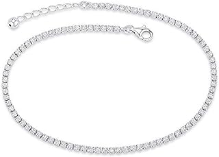Bling Bling NY Women's Platinum Plated 14K Gold Plated 925 Sterling Silver Cubic Zirconia Anklet Bracelet Adjustable Tennis Anklet 9-10 inches