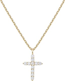 PAVOI 14K Gold Plated Cubic Zirconia Cross Necklace for Women | Cross Faith Pendant Necklaces