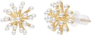 Screw-Back Gold Pearl Stud Earrings for Women, Hypoallergenic Threader Design by Airokiy, Perfect Wedding Accessory