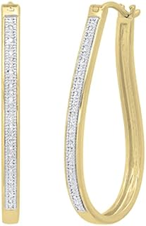 Dazzlingrock Collection 0.15 Carat (ctw) 10k Round White Diamond Ladies Micro Pave Hoop Earrings, Yellow Gold