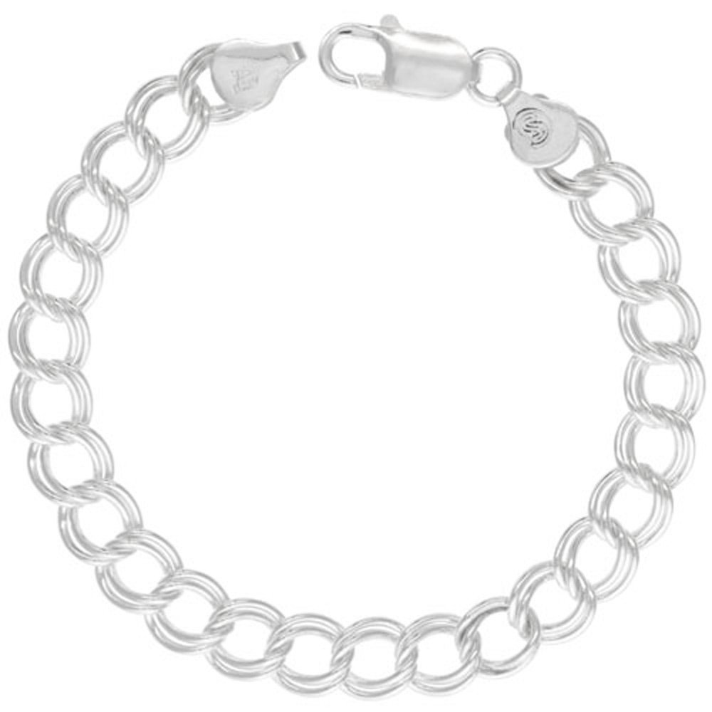 Sterling Silver Double Link Charm Bracelet Anklet Necklace 5.3mm -11 mm assorted sizes
