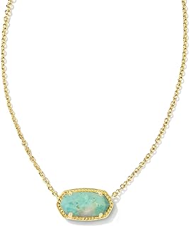 Kendra Scott, Womens, Elisa Pendant Necklace, Gold Sea Green Chryscl, One Size