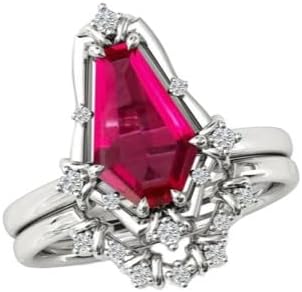 Vintage 1 CT Ruby Engagement and Wedding Ring Set, Coffin Cut Design, Sterling Silver, perfect for Her