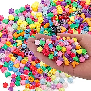 Pony Bead Shapes for Kids Crafts Star Beads for Bracelets 600 Pcs Kandi Beads for Braids for Girls Pony Beads Bulk for Jewelry Making Supplies (Pony Beads Shapes)