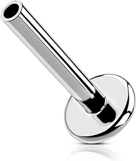 16 Gauge Cubic-Zirconia Stud Earrings by OUFER, G23 Solid Titanium, Flat Back Push-In Design for Men and Women, Ideal for Cartilage, Helix, Tragus, and Lip Piercing