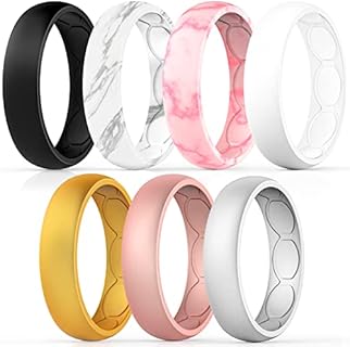 Forthee Breathable Designed Silicone Wedding Ring for Women, 5.7mm Silicone Rubber Band, Durable Wedding Ring Replacement, Comfortable fit, Skin Safe