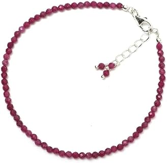Adjustable Women's Natural AAA Red Ruby Rondelle Bead Bracelet with Germen Silver Lobster Claw Clasp