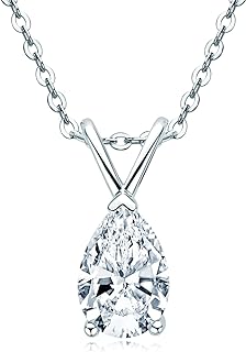 Lobster Clasp AINUOSHI Moissanite Pendant Necklace, Cable Chain, for Elegant Women, Solitaire Design, 1-4CT Options, Sterling Silver, Ideal Gift in Jewelry Box