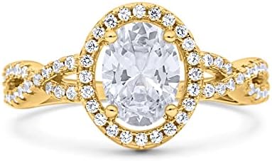 14K Gold Halo Infinity Shank Oval Solid Bridal Wedding Engagement Ring Simulated Cubic Zirconia