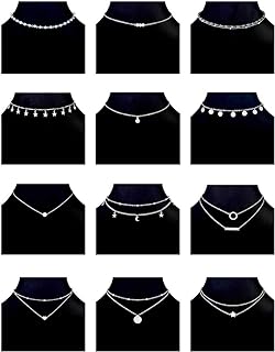 12pcs Chain Gold Bead Necklace Coin Moon Star Pearl Pendant Chain Choker Multilayer Necklace Leather Cord Set for Women Men Adjustable Gold Tone