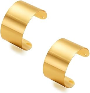 2-Pack Minimalist Adjustable Alloy Steel Cuff Bangle Bracelets in Gold and Silver for Men and Women - No Clasp, Versatile Design