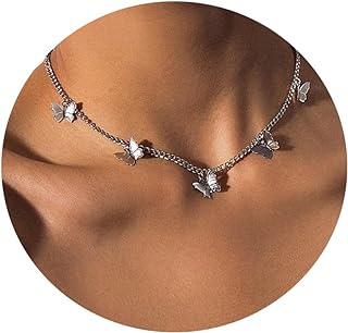 Dainty Gold Necklace for Women,18k Gold Plated Butterfly Choker Diamond Choker Simple Gold Choker Necklaces for Women,Waterproof Non Tarnish Fashion Gold Jewelry for Women